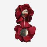 Statement Floral Fabric Red Earrings
