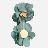 Statement Floral Fabric Teal Earrings