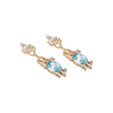 Sapphire Blue and Gold Dangling Earrings