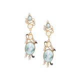 Sapphire Blue and Gold Dangling Earrings