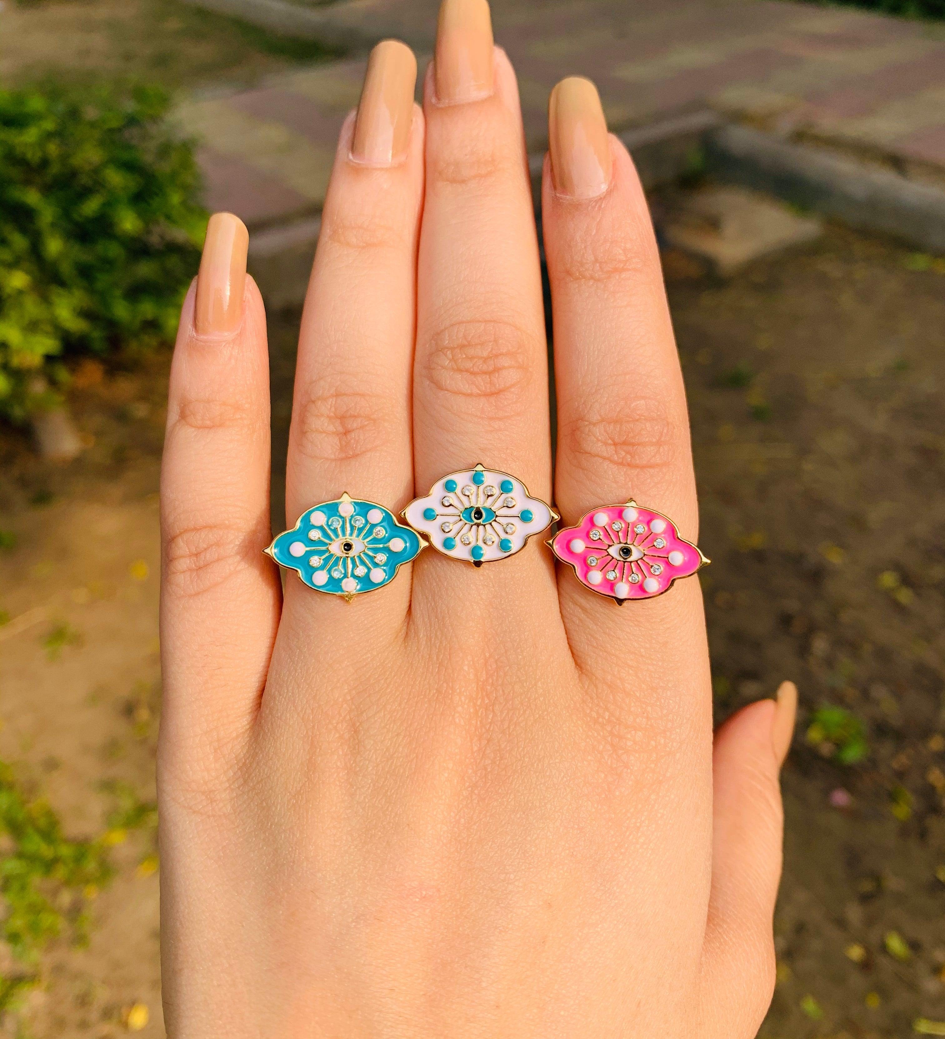 Pop Eye Enamel Rings - Zevar King