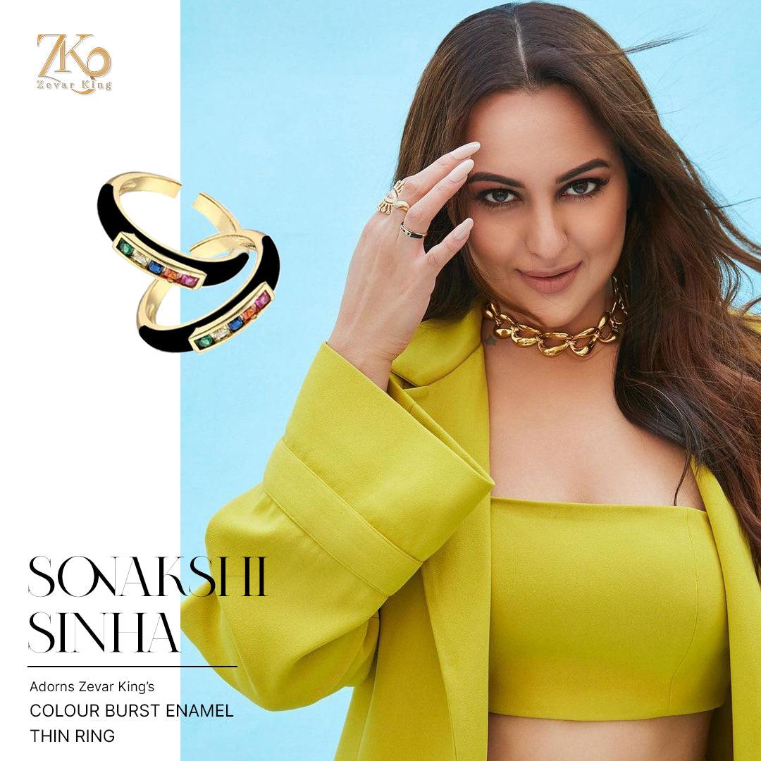 Colour Burst Enamel Thin Rings - Zevar King
