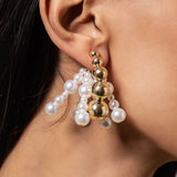 Cluster tassel pearl earrings